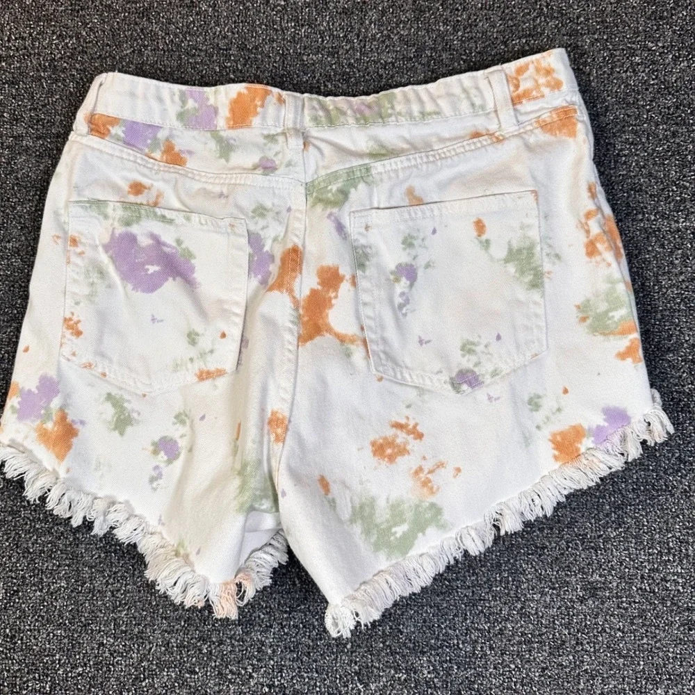 Wild‎ Fable Girls Tie Dye High Rise Denim Shorts White Purple Orange Size 14
